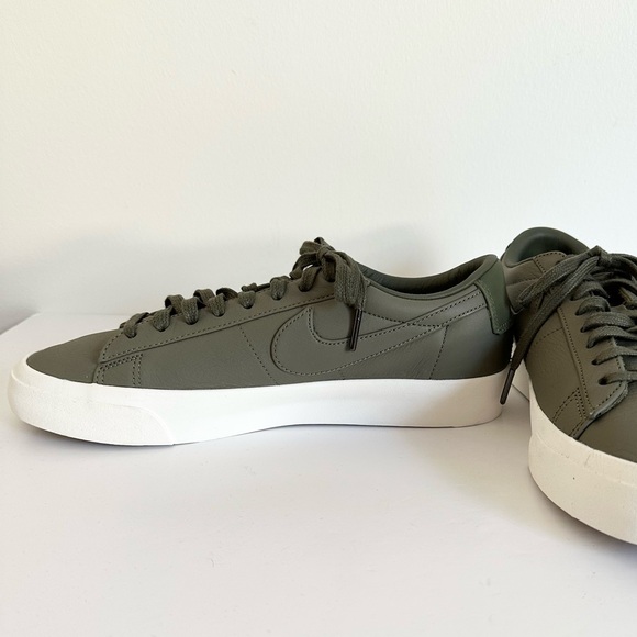 NikeLab Preppy Blazer Studio Low Top Olive Green Leather Tennis Prep Sneakers - Picture 6 of 13